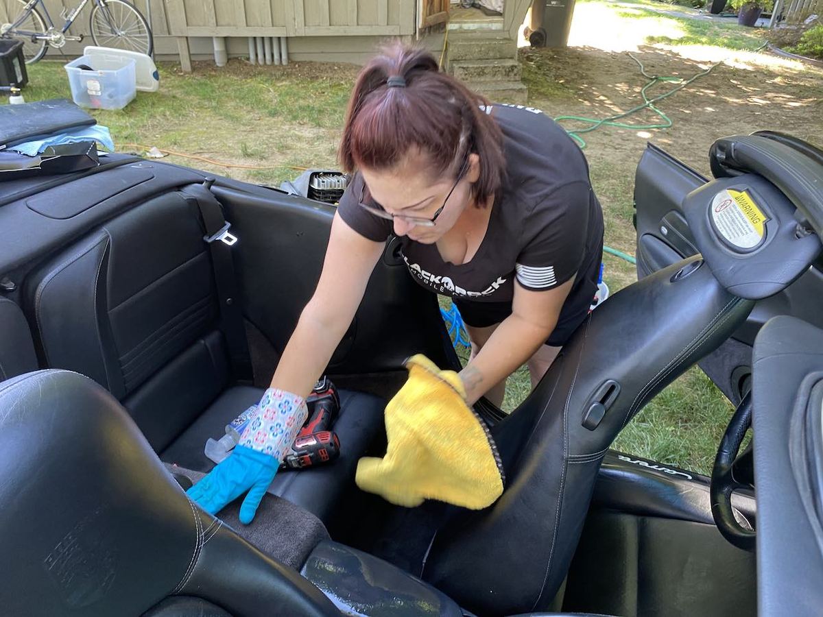 Convertible interior detail by Black Rock Mobile Detailing in Sandpoint, Idaho