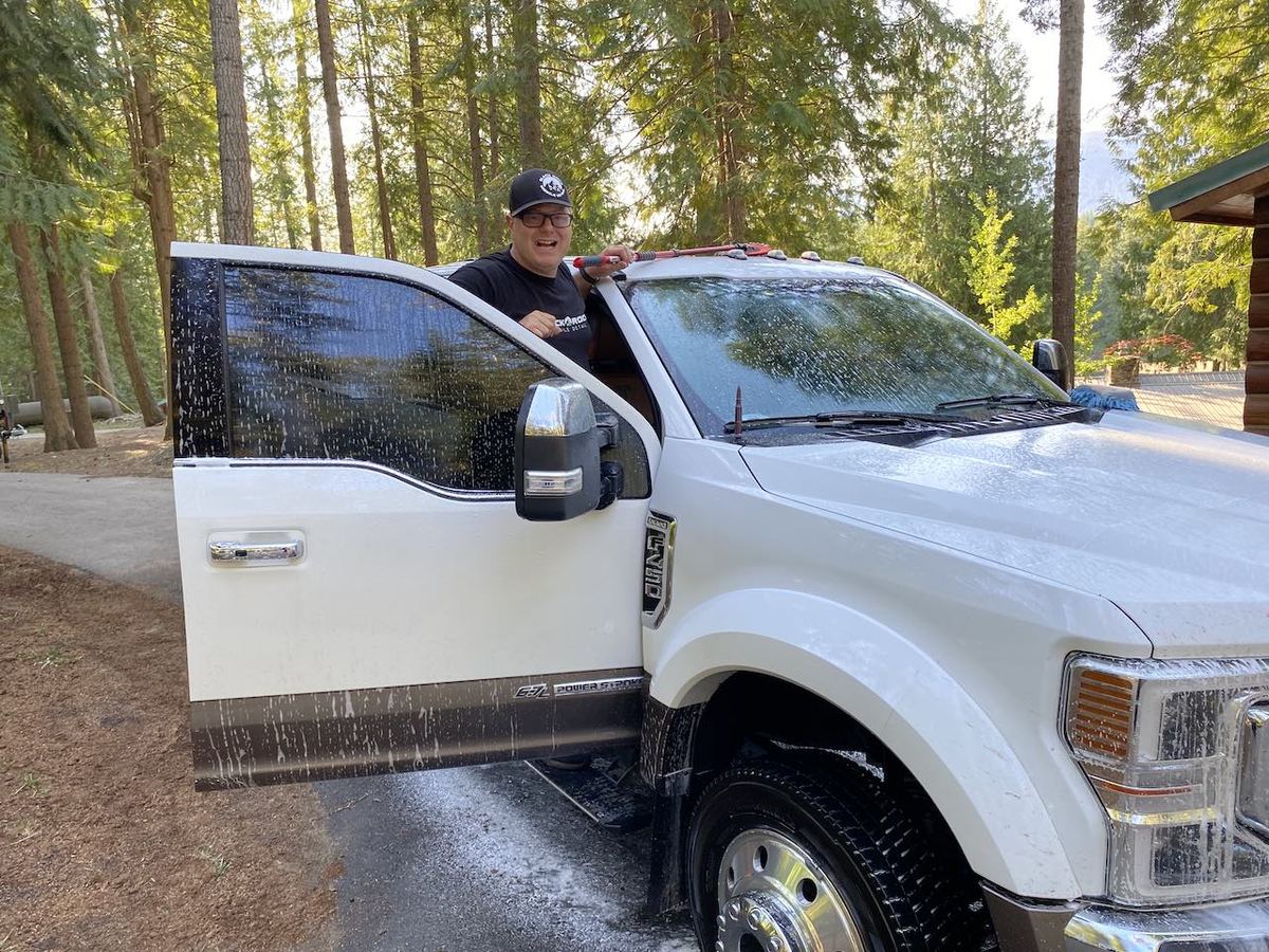 Heavy-duty truck wash on site by Black Rock Mobile Detailing in Sandpoint, Idaho