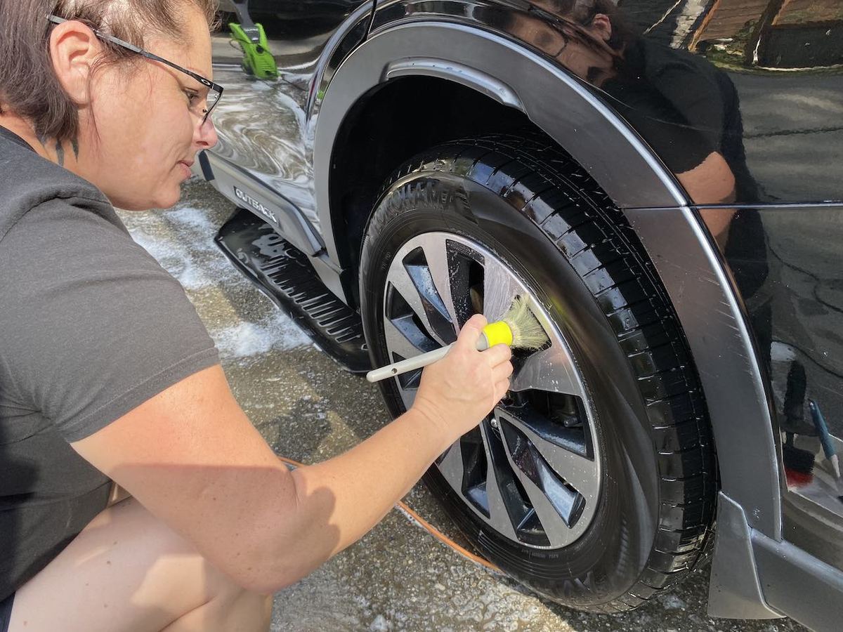 Wheel and brake caliper detail by Black Rock Mobile Detailing in Sandpoint, Idaho