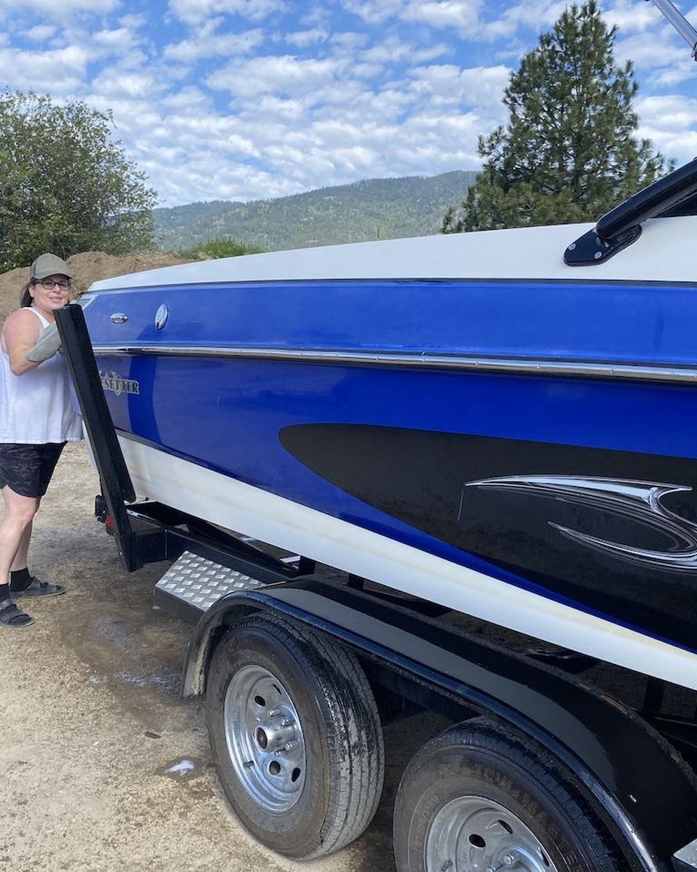 Boat detail at the marina by Black Rock Mobile Detailing in Sandpoint, Idaho