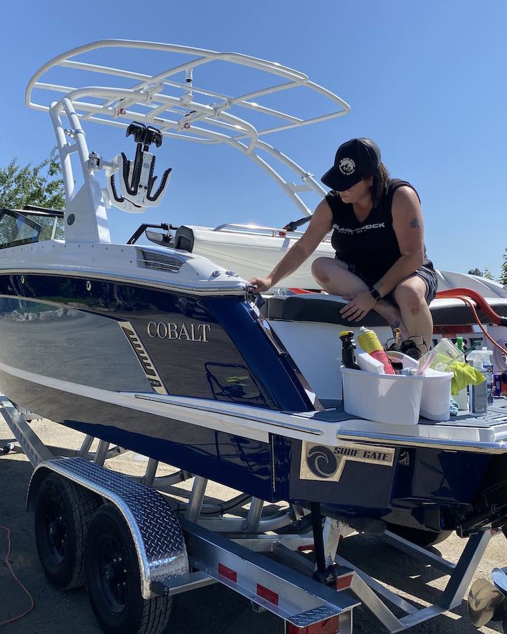 Boat detail, full service by Black Rock Mobile Detailing in Sandpoint, Idaho